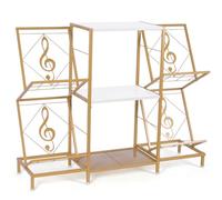 HYCFYJR Tourne Disque Support, Meuble Platine Vinyle avec Range Vinyle à 4 Niveaux et Cadre Métallique, Rangement Tourne Disque Le Salon, Or Blanc