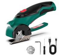 HYCHIKA Ciseaux Electrique Tissu Couture 4V, Ciseaux Electrique 300 tr/min, Avec 2 Lames et LED, Cutter Rotatif Couture pour Tissu, Couture, Cuir, Tapis, Carton, Plastique