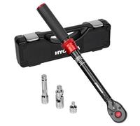 HYCHIKA Cle Dynamometrique 3/8'', Précision ±2%, 10-60 Nm | 72 Dents, Double Échelle Nm/ft-lb avec Adaptateur1/4, Joint U, Prolongation 75mm Pour Voiture, Moto, Velo.