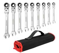 HYCHIKA Clé Plate à Cliquet 9Pcs, Cle Plate 6-19mm Métrique, Clés Mixtes Cle Plate a Cliquet pour Réparation Automobile/Travaux de Bricolage