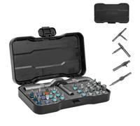 HYCHIKA Jeu de tournevis à cliquet 24 en 1 - Mini clé à cliquet avec poignée réversible à couple élevé - Jeu d'embouts de tournevis offset à angle droit étroit