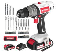 HYCHIKA Perceuse Visseuse Sans fil 18 V, Perceuse Sans fil avec Batterie 2,0 Ah, Perceuse Sans fil Max 45 Nm, 2 Vitesses, Couple 21+3, Visseuse Deviseuse Sans fil avec 55 accessoires