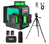HYCHIKA Niveau Laser 3x360°Autonivelant, Niveaux Laser avec Trepied, Lazer Niveaux Chantier Vert avec 2 x 3000mAh Batterie et Pochette de Transport, Télécommande, Rechargeable, IP54