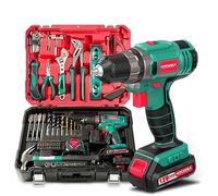 HYCHIKA Perceuse Visseuse Sans Fil-Ensemble de Perceuse Electrique, Embrayage 21 + 1, 2 Vitesses Variables Pour Percer le Bois, le Métal et le Plastique, Outils Ménagers Multifonctionnels 104 en 1