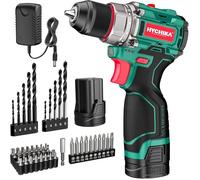 Hychika Perceuse Visseuse Sans Fil, Perceuse Sans Balais, Couple . 45Nm Avec 23+1 Niveaux De Couple, 53 Accessoires, 2 Vitesses,