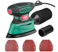 HYCHIKA Ponceuse Bois 140W, 13000 OPM Ponceuse avec dépoussiérage efficace, avec 12PCS papier de verre, idéal pour poncer le bois et enlever la rouille et la peinture