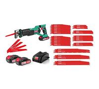 HYCHIKA Scie Sabre sans Fil 18V avec 2 Batteries 2Ah, 32 Lames et Accessoires - Outil Électrique