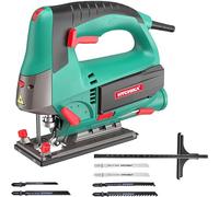 Hychika Scie sauteuse, 800 W Max Bois Profondeur de coupe 110 mm, 800-3000SPM Scie sauteuse électrique avec laser, 6 feuilles, coupe chanfrein : -45 ° à 45 °