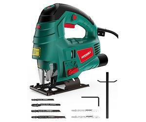 HYCHIKA Scie Sauteuse 800W, Avec Moteur en Cuivre Puissant, 800-3000SPM Tours par Minute Avec 7 Vitesses Variables, 0-3 Ensembles Orbitaux, 6 Lames de scie, Angle d'inclinaison ±45 °, Cordon 2 Mètres