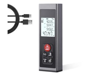 HYCHIKA Télémètre Laser Numérique - Mètre Laser Type C Rechargeable 60M avec Rétro-Éclairage LCD M/in/Ft Modes De Mesure Multiples Distance Pythagore Surface Volume Mesures