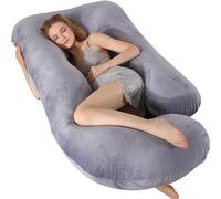 HychYAYA Oreiller de Grossesse rafraîchissant en Forme de U pour Femme Enceinte avec Housse en Velours Amovible et Lavable de 152,4 cm (Gris)