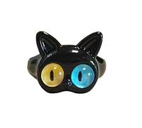 Hyclam Bague en forme de chat monstre noir vert blanc avec grands yeux pour femme et fille