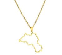 Hyclam Collier avec pendentif en forme de carte du Kurdistan au collier avec carte et ville ras-de-cou long bijoux de fête gothique collier ethnique