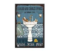 HYCLAM Plaque en étain Cavalier King Charles Spaniel and Sink Co Restoring Ancient Ways Wine Cellar The Hotel The Wall Decor Painting 20,3 x 30,5 cm Cadre en métal