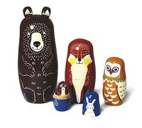 HYCLES Lot de 5 poupées russes pour enfants - Animaux Chiens Matriochka en bois Jouet à partir de 3 ans Cadeau (ours)