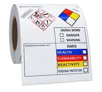 Hycodest Lot de 100 étiquettes d'identification et de marquage chimiques pour classeur FDS - 100 étiquettes HMIS - 10,2 x 7,6 cm