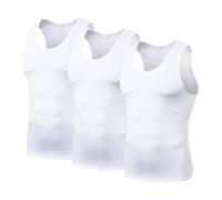 HYCOPROT 3 Pack Débardeur de Compression pour Hommes, T-Shirt sans Manches Respirant, Maillot de Corps à Séchage Rapide (FR/ES, Alpha/Lettres, L, Taille Normale, Taille Normale, Blanc+Blanc+Blanc)