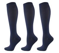 HYCOPROT 3 paires Chaussettes de Compression pour Femmes et Hommes, Chaussettes de Contention 15-20 Mmhg Bas de Course Contention pour Fitness, Vol, Sport, Course, Cyclisme, Voyage