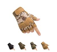 HYCOPROT Gants Tactiques sans Doigts, Gants Militaires de Plein air Légers, Respirants et Protecteurs pour Le Tir, la Chasse, la Coto, l'escalade (Marron, Large)