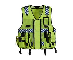 HYCOPROT Gilet De Sécurité Réfléchissant Engrener Haute Visibilité Premium Utilitaire Résistant de Construction de Police de la Circulation Tactique Réglable avec Multi Poches (Jaune)