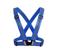 HYCOPROT Gilet de sécurité réfléchissant pour adultes/enfants, veste de gilet de travail réglable haute visibilité, équipement de sport haute visibilité pour le jogging (Bleu-1)