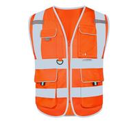 HYCOPROT Gilets de Sécurité Gilet de Sécurité Haute Visibilité Sécurité Gilet Réfléchissant Executive Manager Workwear Veste Zip Poche Porte badge Gilets de Sécurité Normes EN ISO 20471 Class 2