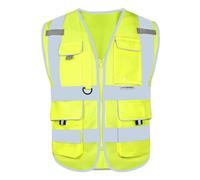 HYCOPROT Gilets de Sécurité Gilet de Sécurité Haute Visibilité Sécurité Gilet Réfléchissant Executive Manager Workwear Veste Zip Poche Porte badge Gilets de Sécurité Normes EN ISO 20471 Class 2