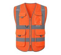 HYCOPROT Gilets de Sécurité Gilet de Sécurité Haute Visibilité Sécurité Gilet Réfléchissant Executive Manager Workwear Veste Zip Poche Porte badge Gilets de Sécurité Normes EN ISO 20471 Class 2