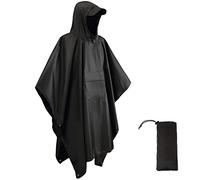 HYCOPROT Poncho de Pluie Imperméable Multifonctionnel 3 en 1, Léger 210T Oxford Réutilisable Cape de Pluie Avec Capuche, Poncho Avec Poche Poitrine pour Voyage, Randonnée, Camping, Pêche