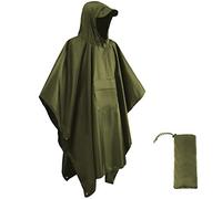 HYCOPROT Poncho de Pluie Imperméable Multifonctionnel 3 en 1, Léger 210T Oxford Réutilisable Cape de Pluie Avec Capuche, Poncho Avec Poche Poitrine pour Voyage, Randonnée, Camping, Pêche