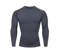 HYCOPROT Tee Shirt Compression Homme T-Shirt à Manches Longues Séchage Rapide Respirant pour Entraînement, Gym, Course à Pied（S, Gris）