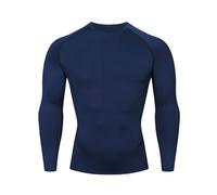 HYCOPROT Tee Shirt Compression Homme T-Shirt à Manches Longues Séchage Rapide Respirant pour Entraînement, Gym, Course à Pied（S, Bleu Marine）