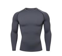 HYCOPROT Tee Shirt Compression Homme T-Shirt à Manches Longues Séchage Rapide Respirant pour Entraînement, Gym, Course à Pied（XL, Gris）