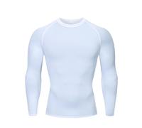 HYCOPROT Tee Shirt Compression Homme T-Shirt à Manches Longues Séchage Rapide Respirant pour Entraînement, Gym, Course à Pied (FR/ES, Alpha/Lettres, S, Taille Normale, Taille Normale, Blanc)