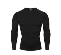 HYCOPROT Tee Shirt Compression Homme T-Shirt à Manches Longues Séchage Rapide Respirant pour Entraînement, Gym, Course à Pied (FR/ES, Alpha/Lettres, XXL, Taille Normale, Taille Normale, Noir)