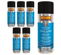 Hycote bombes de peinture en aérosol pour voiture à séchage rapide, noir satiné, 400 ml (paquet de 6)