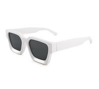 Hycredi Lunettes de soleil rectangulaires épaisses pour femmes et hommes rétro carrées grosses nuances des années 90 protection UV400 - Blanc
