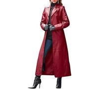 HYCYYFC Manteau en Cuir pour Femme - Trench-Coat Sexy pour Femme Veste Longue en Faux Cuir PU, Manteau Long Coupe Slim, Trench-Coat survêtement (Color : Red, Size : L)