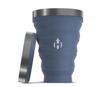 HYDAWAY Pinte pliable - 473,6 g, en silicone et bord en acier I Tasse pliable pour bière, eau et soda, tasse portable pour fête, camping, randonnée et randonnée, tasses de voyage pliables se replient