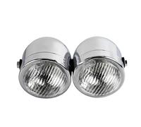HYDBCNP Feux Additionels LED Convient pour Harley Blackline FXS Softail Cross Bones Fat Boy FLSTF2PCS moto double phare avant Plaque Phare Plaque Avant(Chrome headlight)