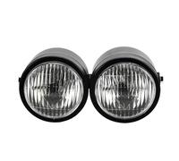 HYDBCNP Feux Additionels LED Convient pour Harley Blackline FXS Softail Cross Bones Fat Boy FLSTF2PCS moto double phare avant Plaque Phare Plaque Avant(Black headlight)
