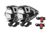 HYDBCNP Feux Additionels LED Phare de moto Led avec yeux Abgle, projecteurs supplémentaires, antibrouillard, lampe de conduite auxiliaire U7, 125W Plaque Phare Plaque Avant(2 Pcs-Green)