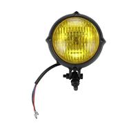 HYDBCNP Feux Additionels LED Phare de moto Vintage H4 3.5 ", lampe d'éclairage noire Convient pour Harley Old School Chopper Bobber Cafe Racer35W Plaque Phare Plaque Avant(Yellow)