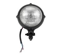 HYDBCNP Feux Additionels LED Phare de moto Vintage H4 3.5 ", lampe d'éclairage noire Convient pour Harley Old School Chopper Bobber Cafe Racer35W Plaque Phare Plaque Avant(White)