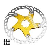 HYDBCNP Vélo de Frein à Tambour Disque de Frein de vélo 140mm 160mm 180mm 203mm, Rotors de Frein à Disque à 6 Trous adaptés au Frein à Disque hydraulique Shimano(203mm Golden)