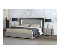 HYDE - Ensemble Lit 140x190cm avec Leds + 2 Chevets - Altobuy Gris