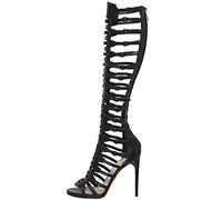 HYDgfiuf Femmes 13CM Stiletto Sexy Cut Out High Heels, Gladiator Sandals Zipper Boots Sexy Stripper Dancing Party Wedding Dress Shoes,Noir,36