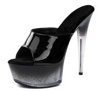 HYDgfiuf Femmes Noir Talons Hauts Mule Sandale dégradé Plate-Forme Sandales Sexy Stripper Club Robe de mariée Chaussures de soirée Grande Taille 34-45,Noir,45