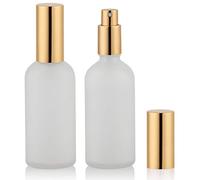 Hydior Flacon pulvérisateur en verre 3,4 oz, atomiseur de parfum givré vide, vaporisateur à brume fine, pulvérisateur doré (LOT DE 2)