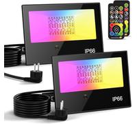 HYDONG 50W RGB Projecteur LED Extérieurs Avec Télécommande, changement de couleur, 120 Couleurs, RGBW Lumière de Projecteur, Pour Jadin, Patio, IP66 étanche, 2 Pack
